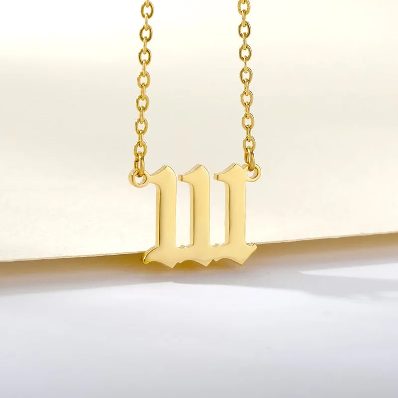 Stainless Steel Angel Number Necklaces in Silver and Gold