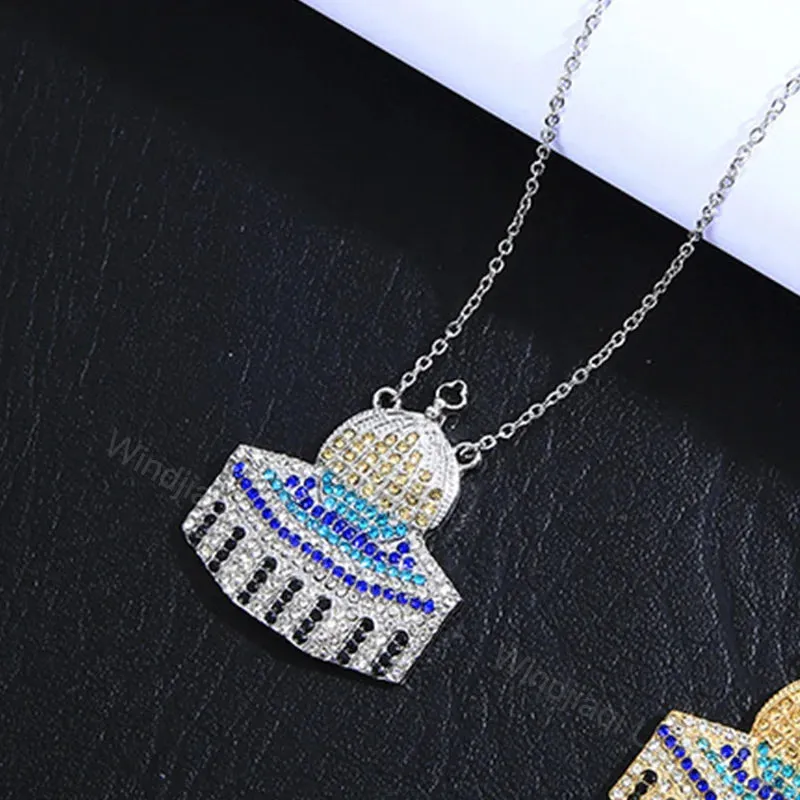 Stainless Steel Dome of the Rock (Arabic: قبة الصخرة) Mosque, Pendant Necklaces Islamic Ethnic Keffiyeh