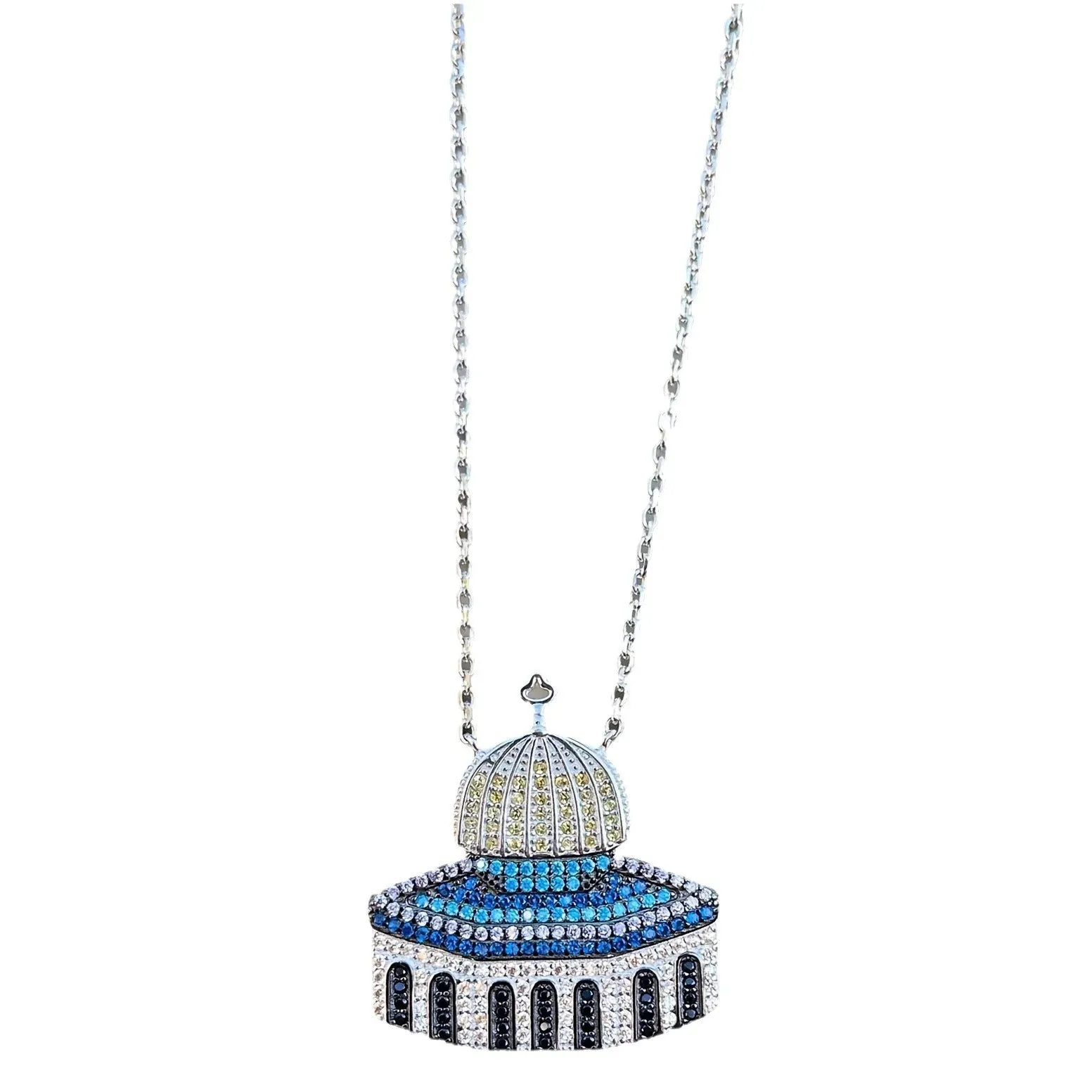Stainless Steel Dome of the Rock (Arabic: قبة الصخرة) Mosque, Pendant Necklaces Islamic Ethnic Keffiyeh