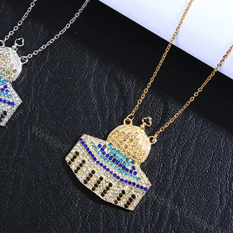 Stainless Steel Dome of the Rock (Arabic: قبة الصخرة) Mosque, Pendant Necklaces Islamic Ethnic Keffiyeh