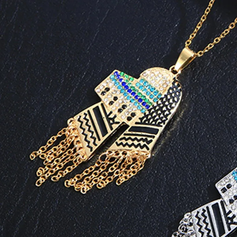 Stainless Steel Dome of the Rock (Arabic: قبة الصخرة) Mosque, Pendant Necklaces Islamic Ethnic Keffiyeh