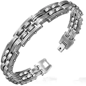 Stainless Steel Geometric Mens Link Bracelet