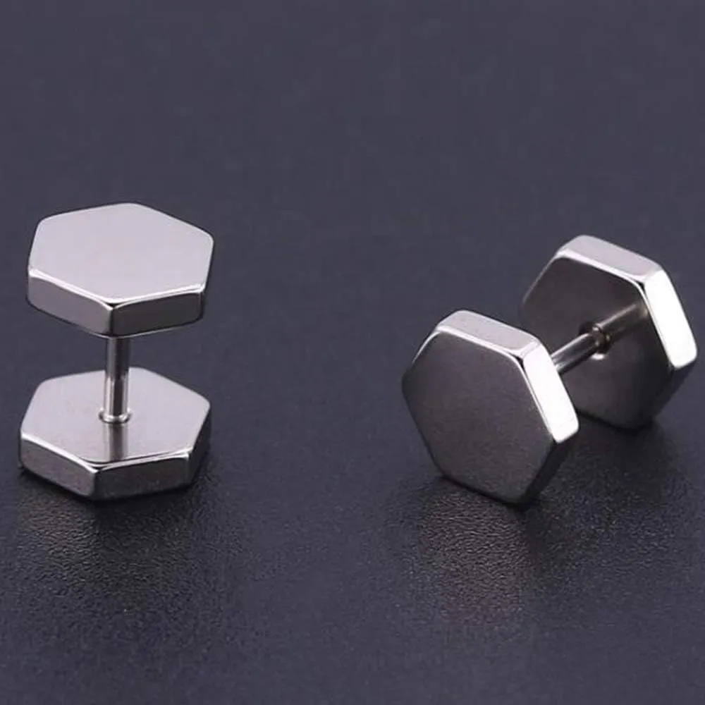 Stainless Steel Geometric Shape Classical Simple Plain Stud Earrings