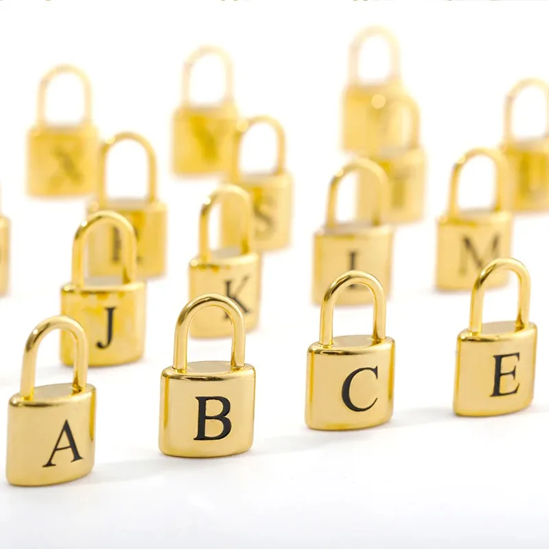 Stainless Steel Personalized A-Z Initial Letter with Padlock Pendant Necklaces