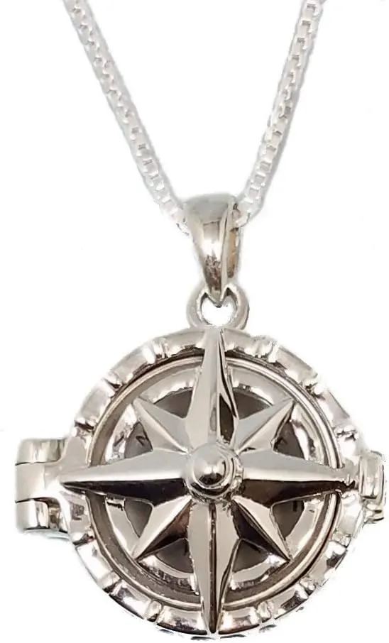Stanley London Sterling Silver Compass Rose Locket with Working Compass