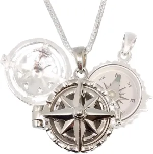 Stanley London Sterling Silver Compass Rose Locket with Working Compass