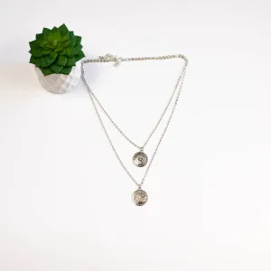 Star & Moon Layered Boutique Boho Necklace Silvertone
