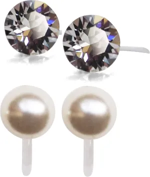 Star Clear Swarovski Crystal Invisible Clip On Stud Earrings Blue Light Orange Purple Silver Square Rhinestone Screw Back Gold Dangle Clip Earrings Miyabi Grace
