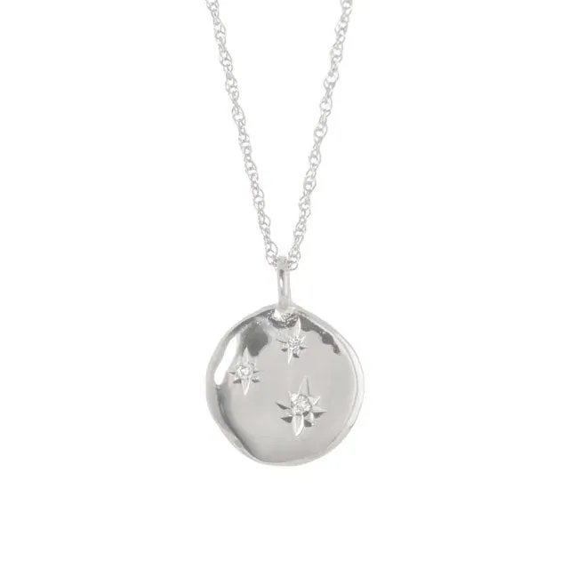 Stars in the Sky Three Diamond Necklace - 14k White Gold
