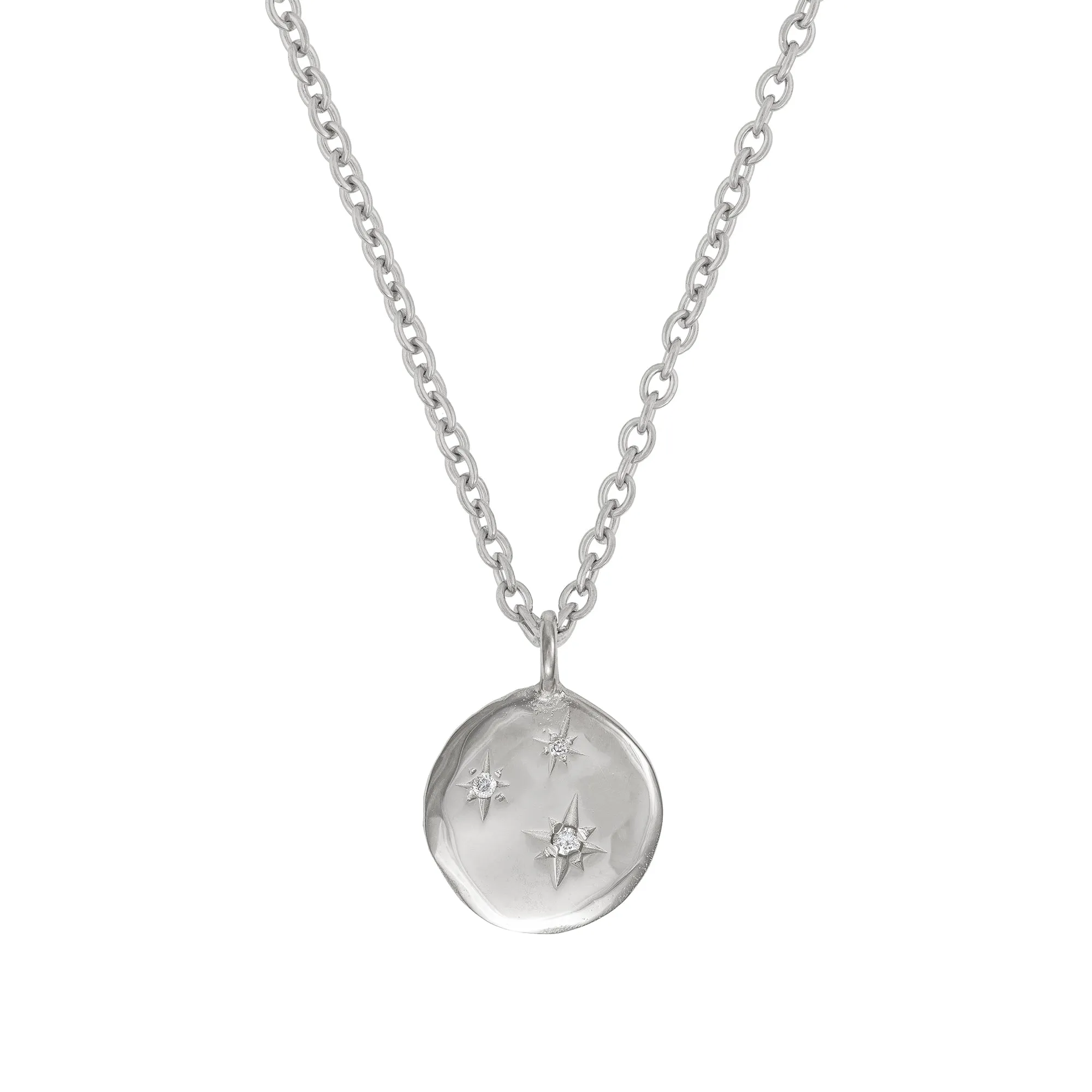 Stars in the Sky Three Diamond Necklace - 14k White Gold