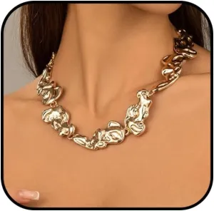 Statement Chunky Gold Choker Necklace Irregular Gold Statement Necklace Adjustable Lava Choker Necklace Punk Necklaces Jewelry