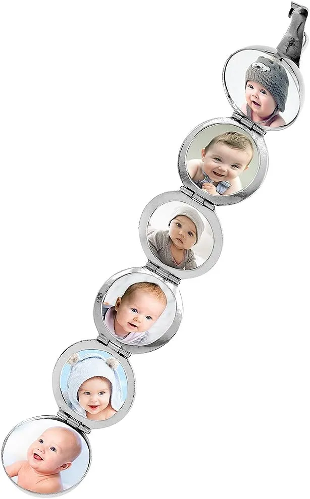 Sterling Silver 6 Picture Photo Ball Locket Necklace for Mothers & Grandmothers Handmade 3 Sizes
