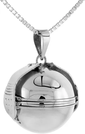 Sterling Silver 6 Picture Photo Ball Locket Necklace for Mothers & Grandmothers Handmade 3 Sizes