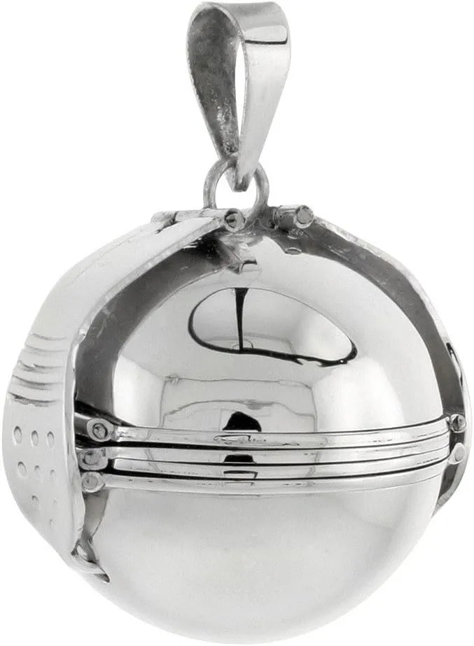 Sterling Silver 6 Picture Photo Ball Locket Necklace for Mothers & Grandmothers Handmade 3 Sizes