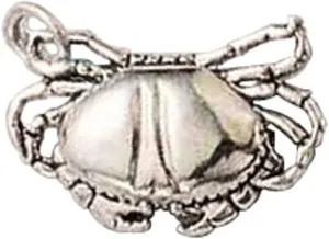 Sterling Silver 7" 4.5mm Charm Bracelet With Attached 3D Detailed Crab Charm