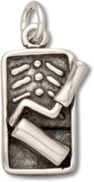 Sterling Silver 7" 4.5mm Charm Bracelet With Attached 3D Paint Roller And Pan Charm