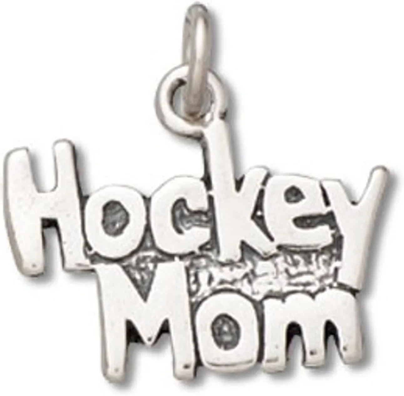 Sterling Silver 7" 4.5mm Charm Bracelet With Attached Hockey Mom Sports Word Charm