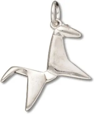 Sterling Silver 7" 4.5mm Charm Bracelet With Attached Japanese Origami Horse Charm
