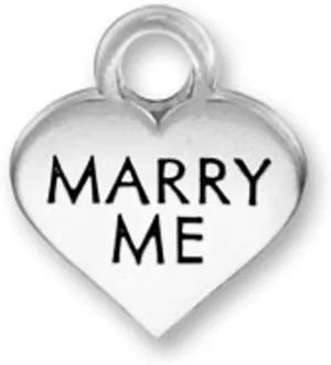 Sterling Silver 7" 4.5mm Charm Bracelet With Attached Marry Me Heart Charm