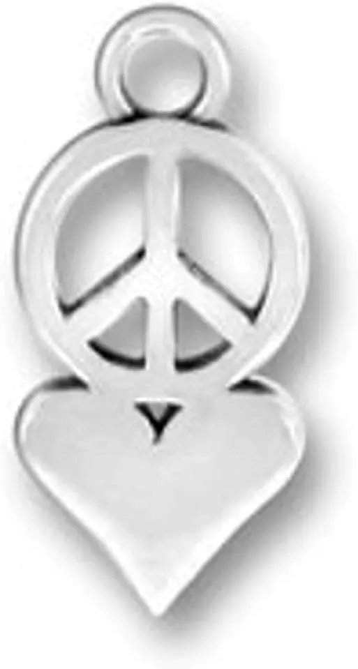 Sterling Silver 7" 4.5mm Charm Bracelet With Attached Peace And Love Symbols Charm