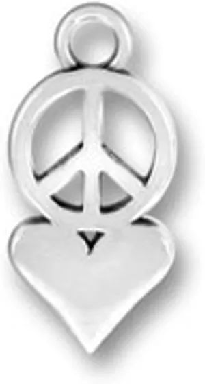 Sterling Silver 7" 4.5mm Charm Bracelet With Attached Peace And Love Symbols Charm