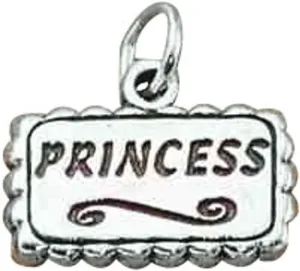 Sterling Silver 7" 4.5mm Charm Bracelet With Attached Rectangular PRINCESS Word Charm