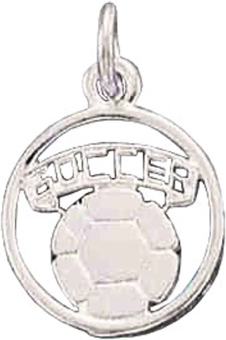 Sterling Silver 7" 4.5mm Charm Bracelet With Attached Round Soccer Ball Charm