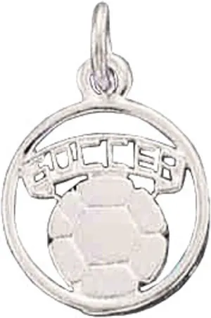Sterling Silver 7" 4.5mm Charm Bracelet With Attached Round Soccer Ball Charm