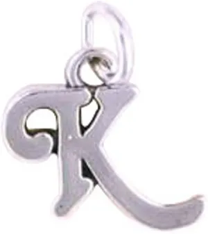 Sterling Silver 7" 4.5mm Charm Bracelet With Attached Scrolled Letter K Charm