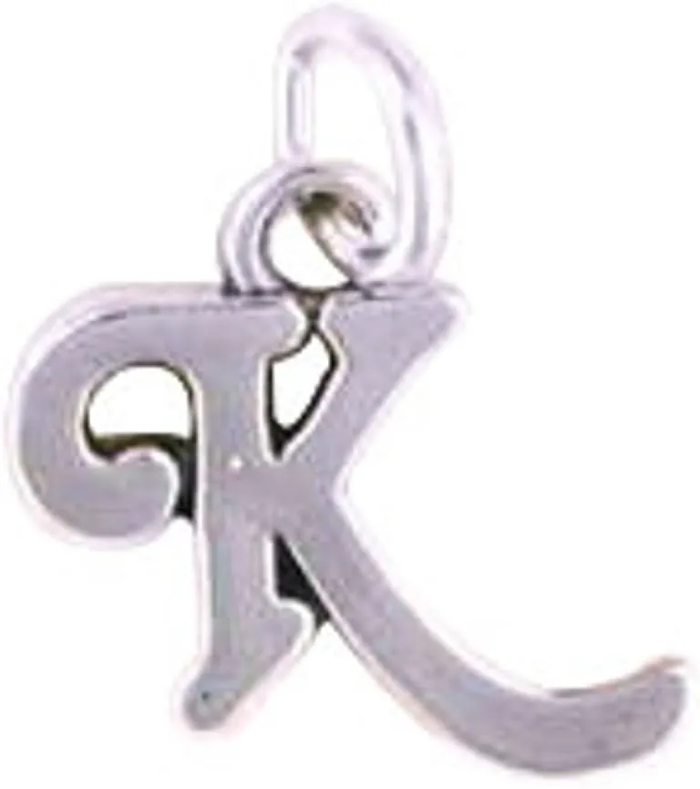Sterling Silver 7" 4.5mm Charm Bracelet With Attached Scrolled Letter K Charm