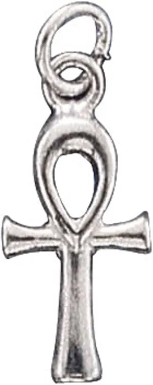Sterling Silver 7" 4.5mm Charm Bracelet With Attached Small Ankh Charm