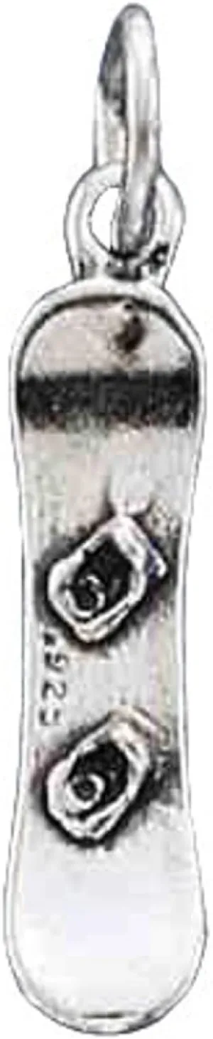 Sterling Silver 7" 4.5mm Charm Bracelet With Attached Snowboard Charm