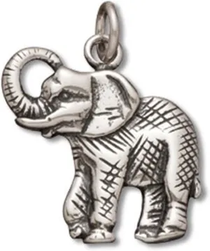 Sterling Silver 7" 4.5mm Charm Bracelet With Attached Standing Elephant Charm