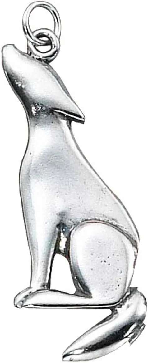 Sterling Silver 7" 4.5mm Charm Bracelet With Attached Wolf Charm