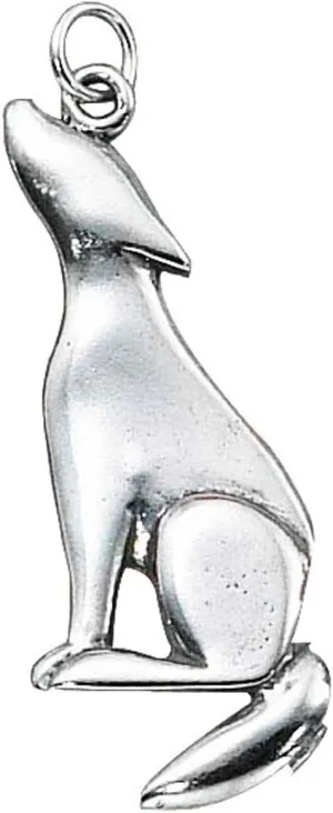 Sterling Silver 7" 4.5mm Charm Bracelet With Attached Wolf Charm