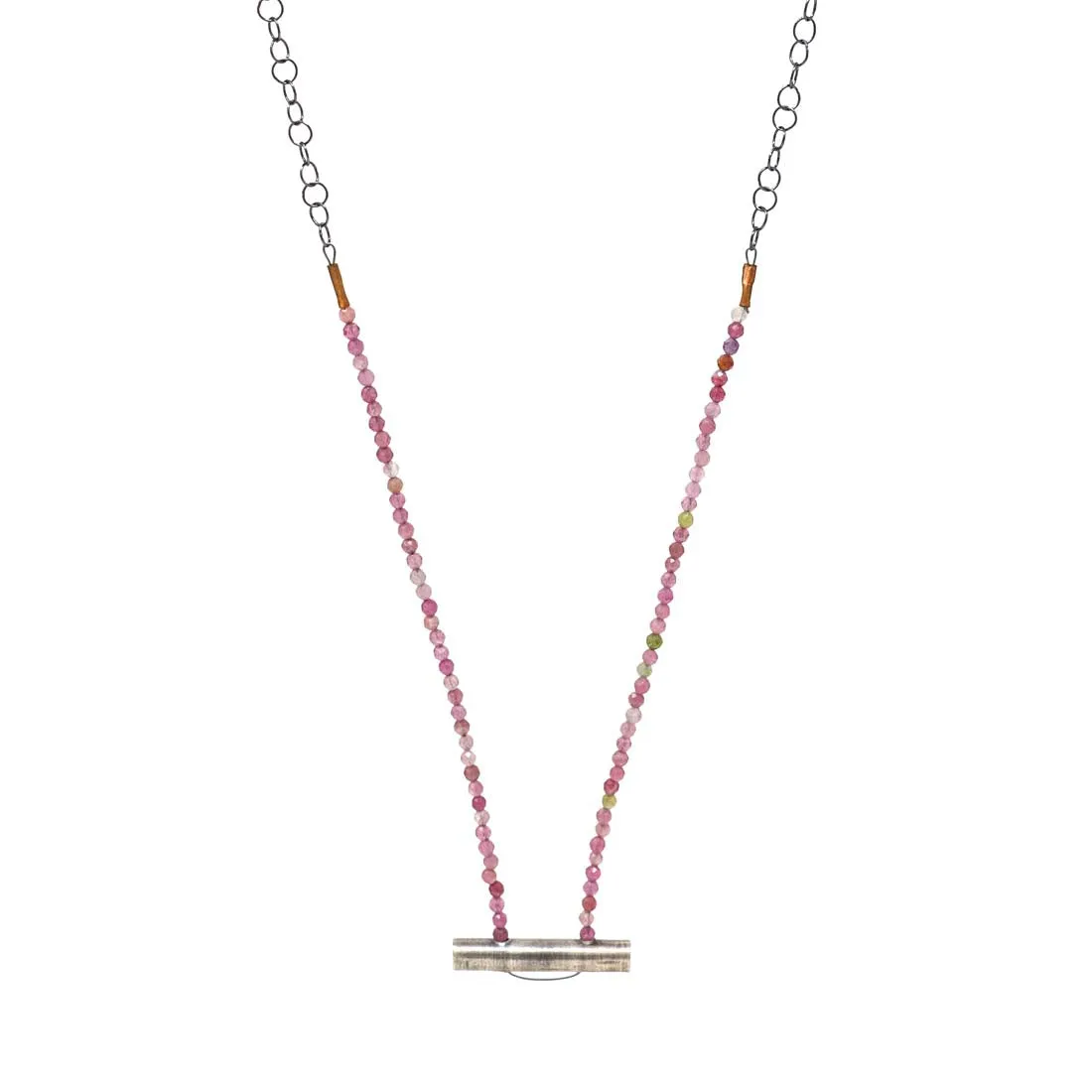 Sterling Silver Bar and Micro Tourmaline Necklace