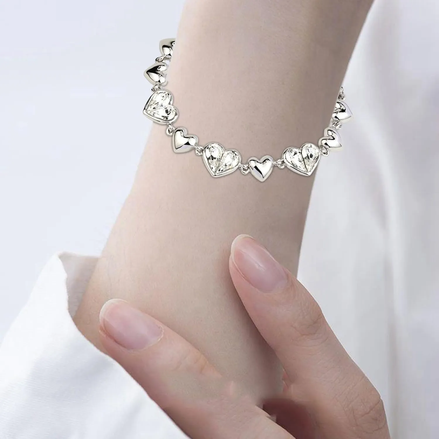 Sterling Silver Bracelets for Women, Trendy Heart Bracelets for Women, Gold Bracelets for Men Birthday Gifts for Her Women