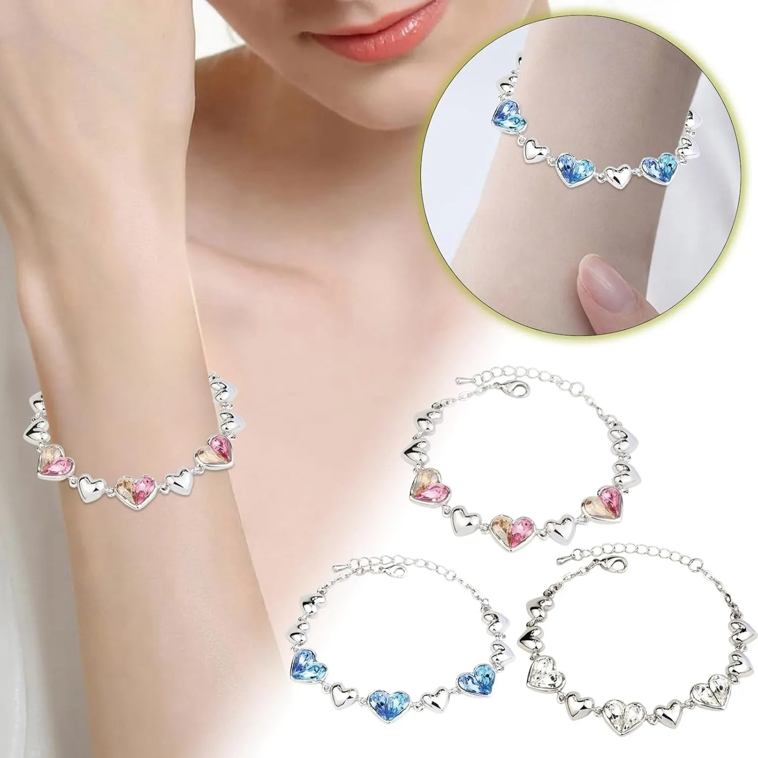 Sterling Silver Bracelets for Women, Trendy Heart Bracelets for Women, Gold Bracelets for Men Birthday Gifts for Her Women