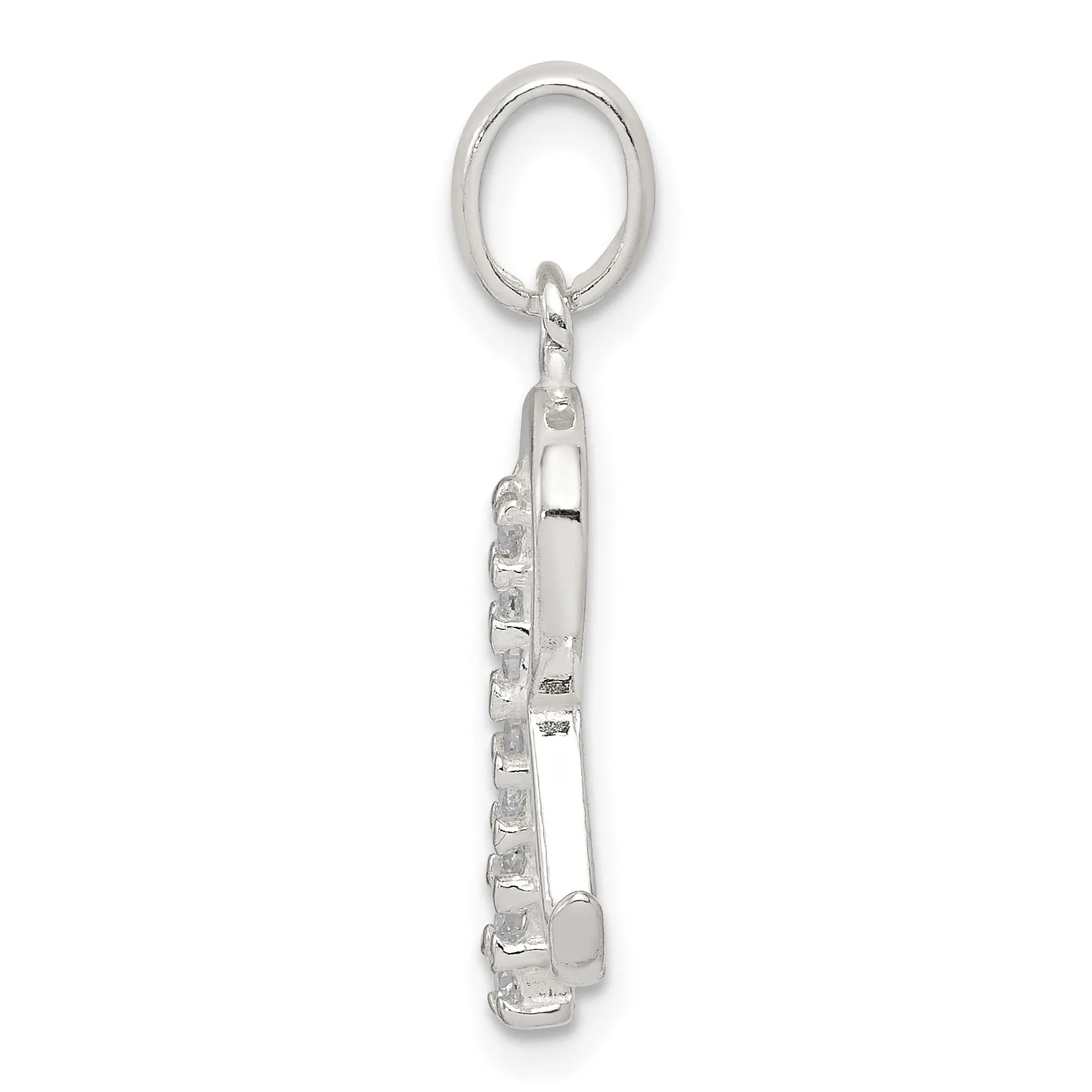 Sterling Silver CZ Initial R Charm Pendant