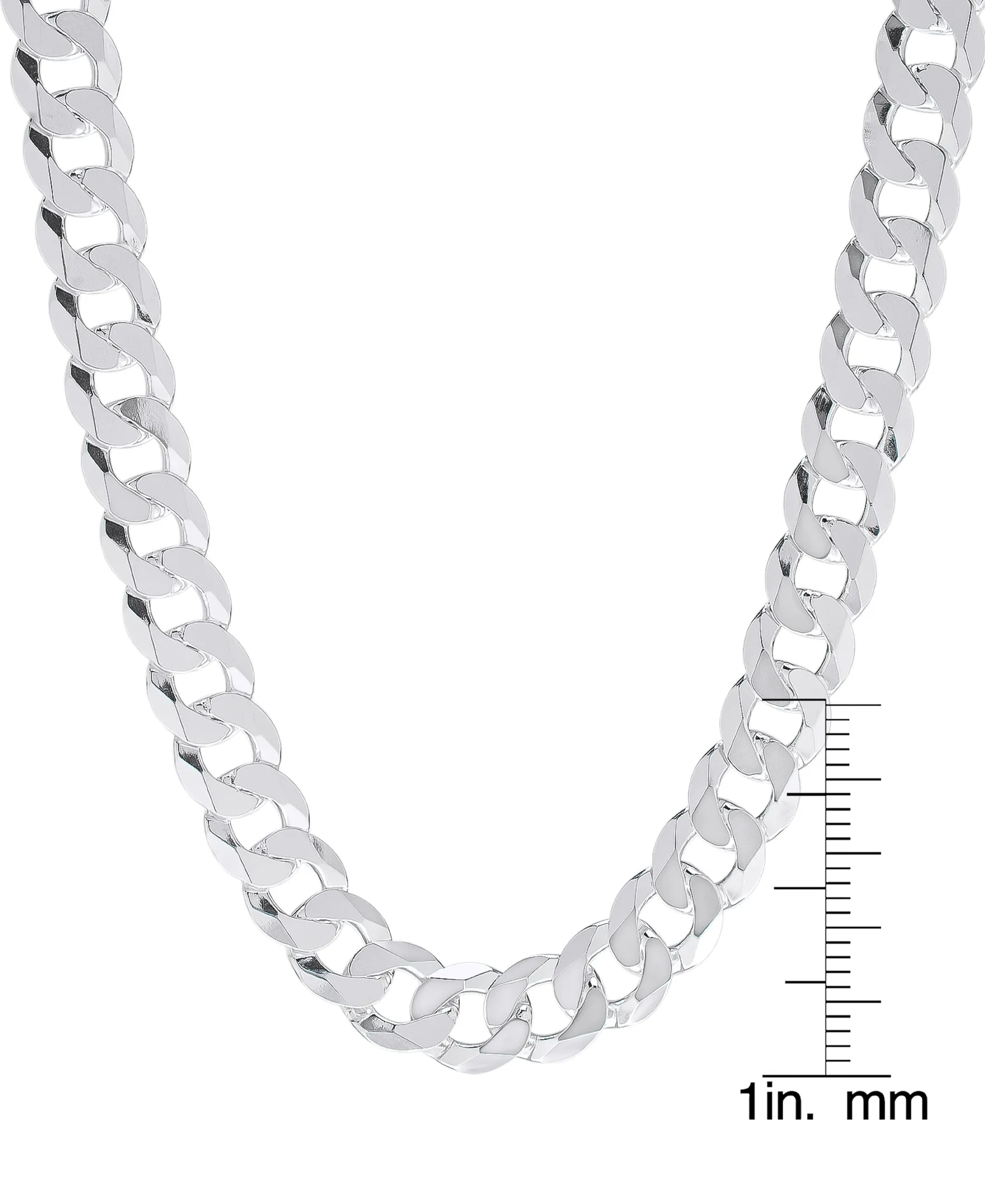Sterling Silver DC FLAT CURB Necklace 22", 7.7mm