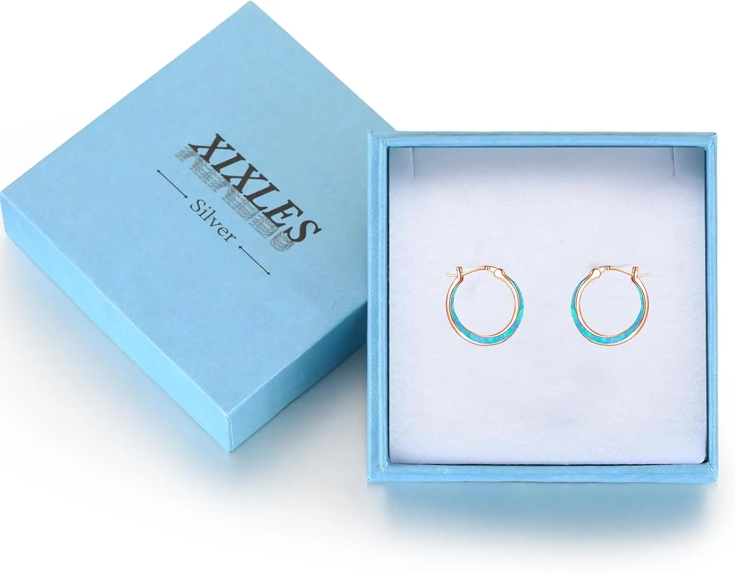 Sterling Silver Opal Huggie Hoop Earrings with Cubic Zirconia - Women's Jewelry Gifts