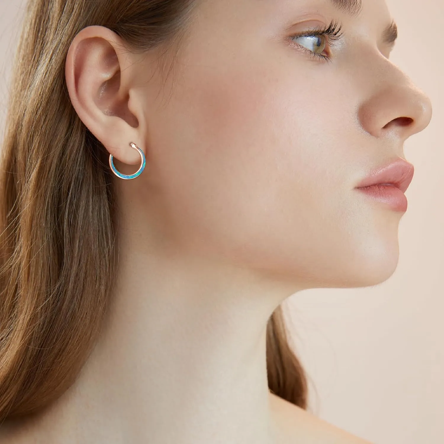 Sterling Silver Opal Huggie Hoop Earrings with Cubic Zirconia - Women's Jewelry Gifts