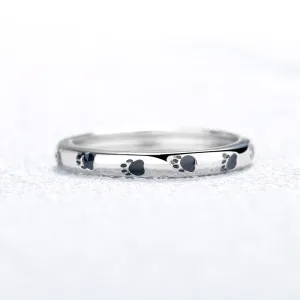 Sterling Silver Paw Print Band
