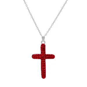 Sterling Silver Red Crystal Cross Pendant