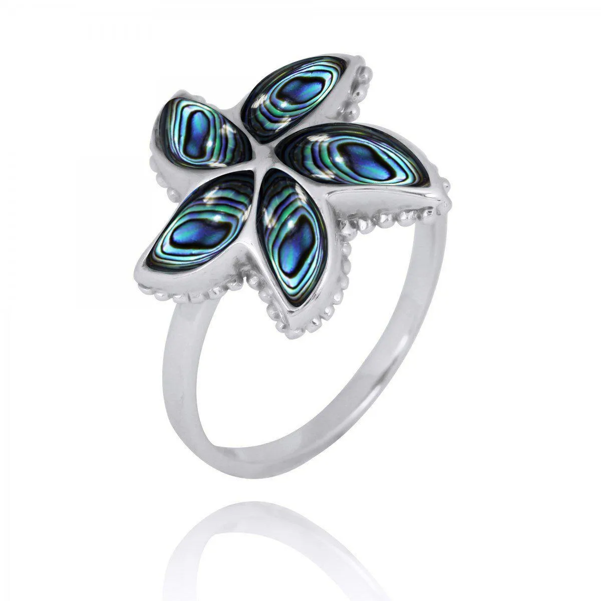 Sterling Silver Starfish Ring with Abalone Shell