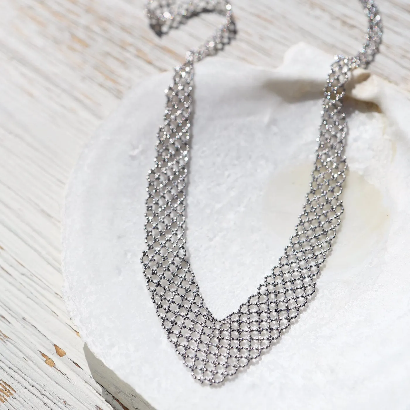 Sterling Small Woven Chevron Necklace