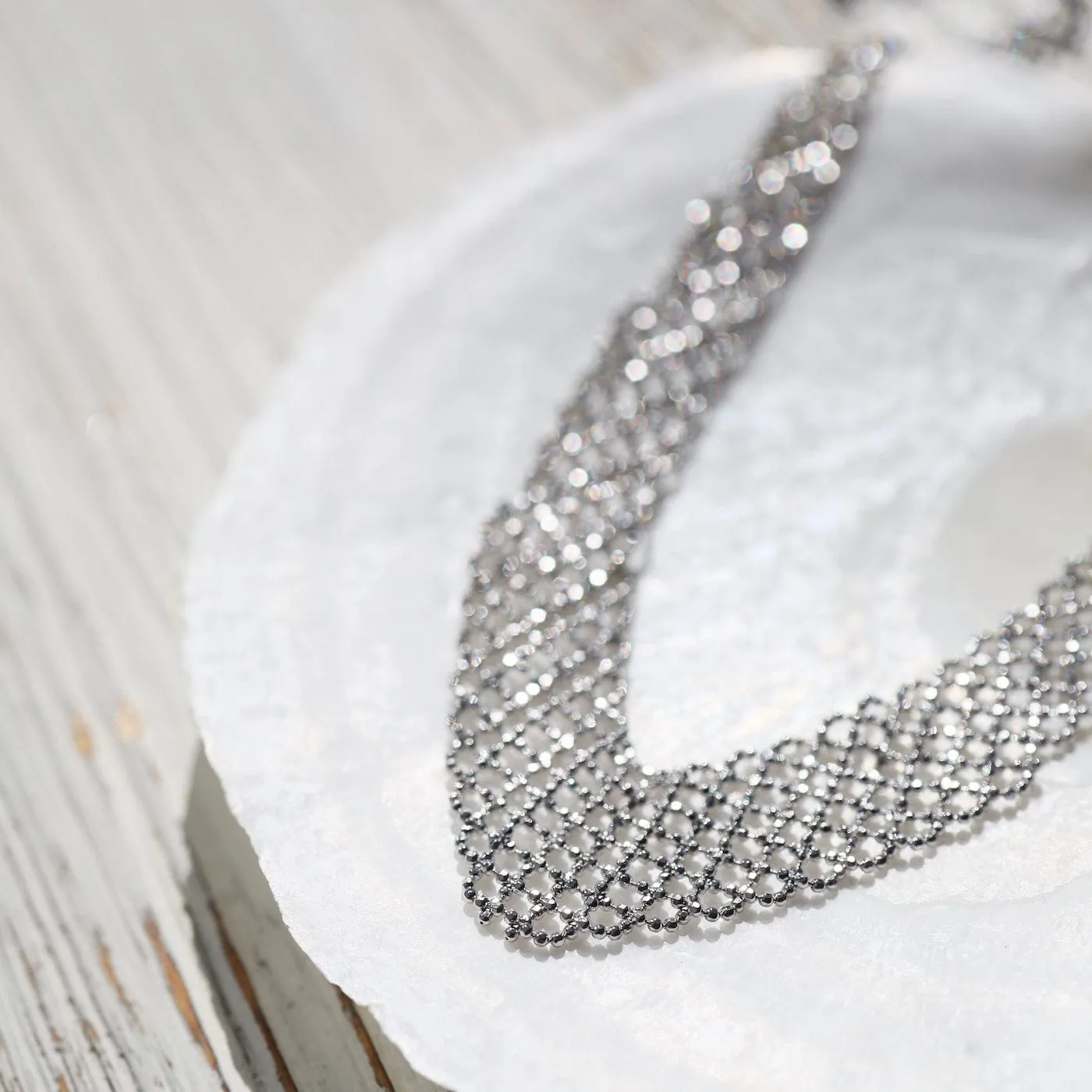 Sterling Small Woven Chevron Necklace