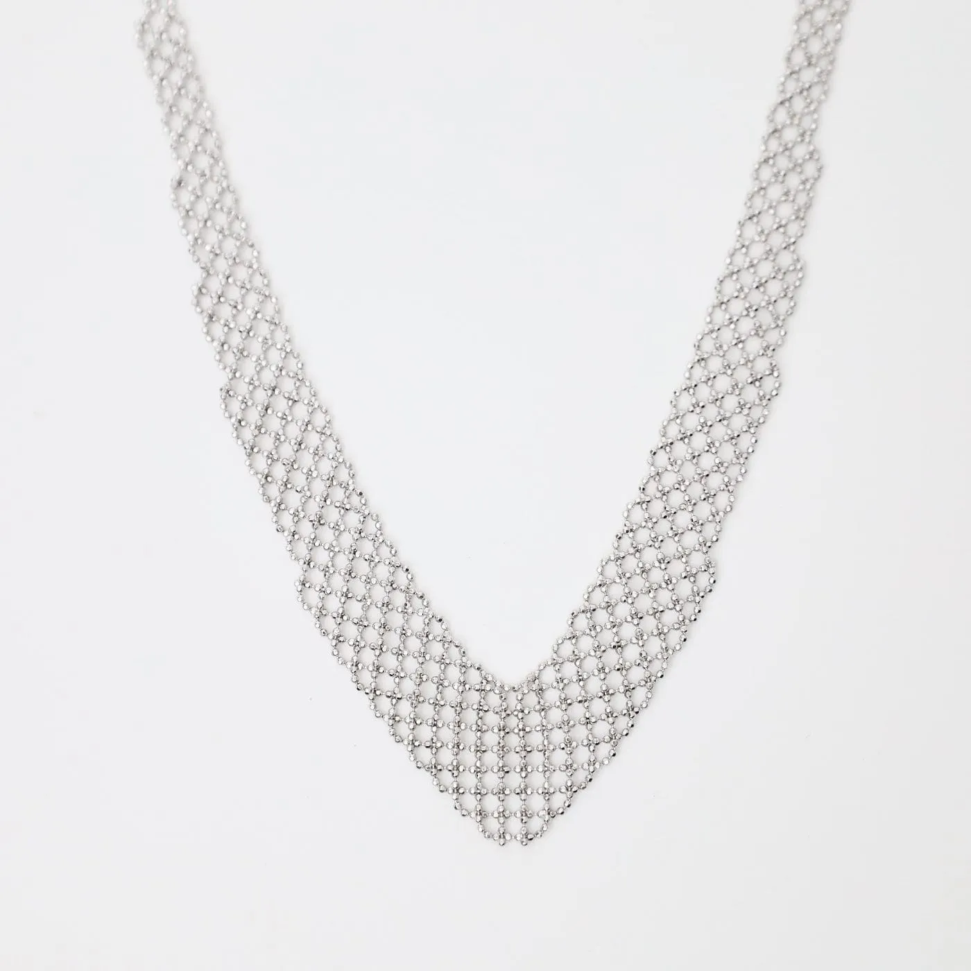 Sterling Small Woven Chevron Necklace
