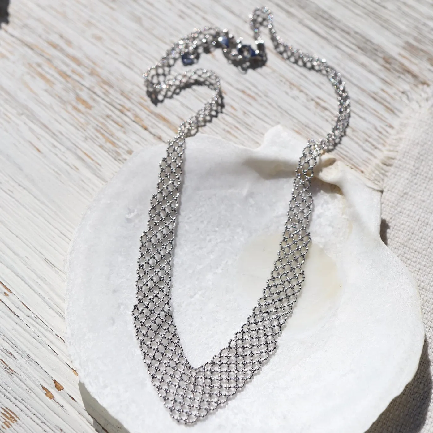 Sterling Small Woven Chevron Necklace