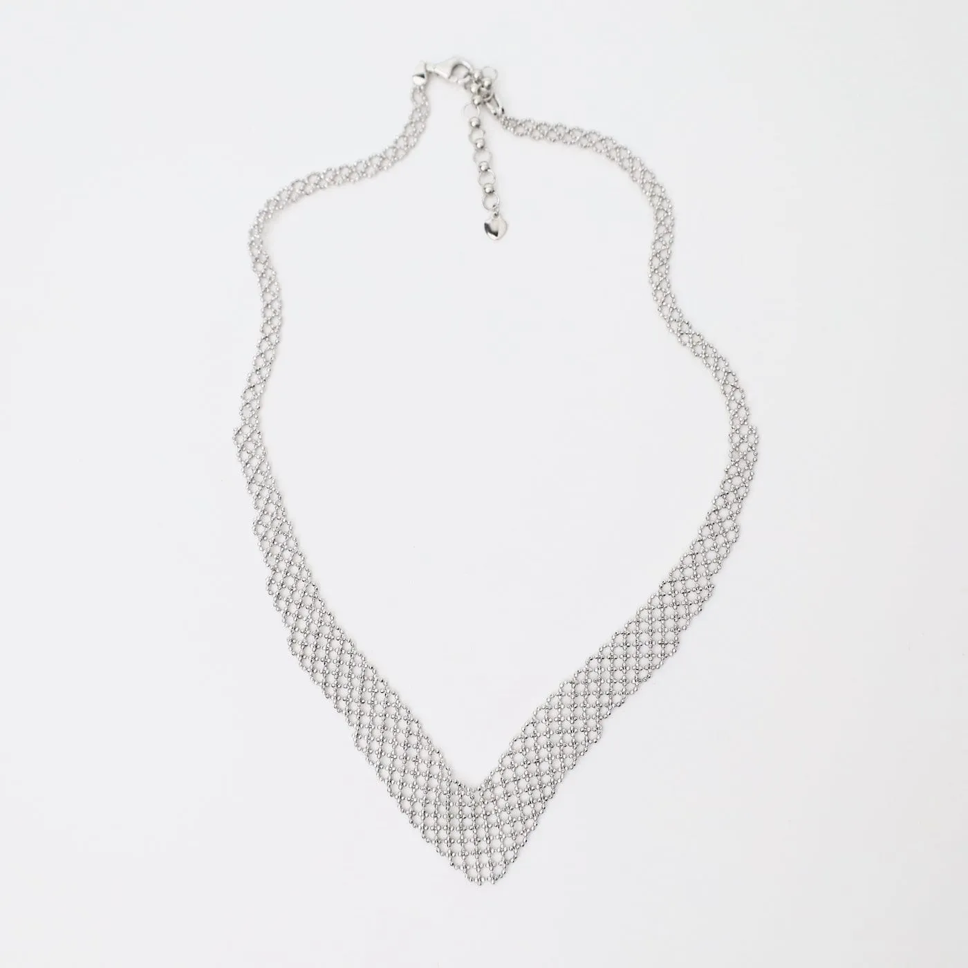 Sterling Small Woven Chevron Necklace